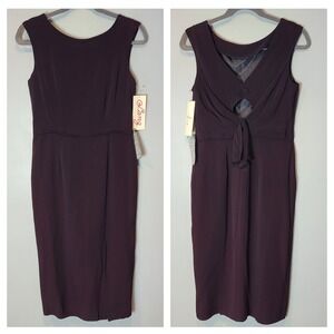 Vintage 90s Lang Originals Midi Dress Sz‎ XL Old Money Purple Pencil Derby NWT
